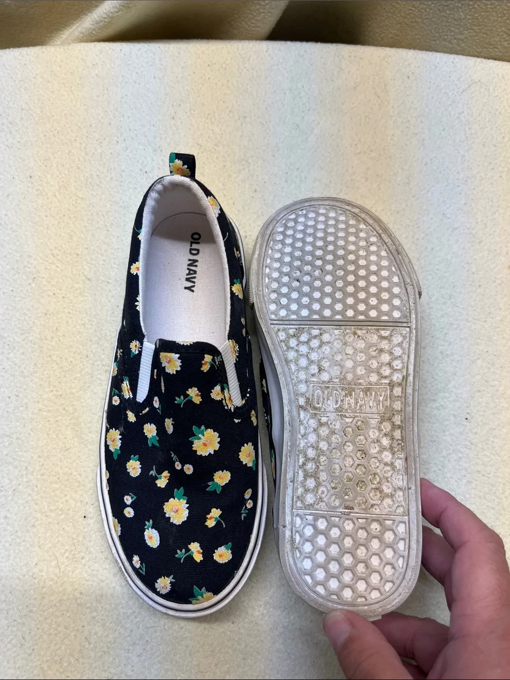 Old Navy Black Floral Slip-On Kids Sneakers